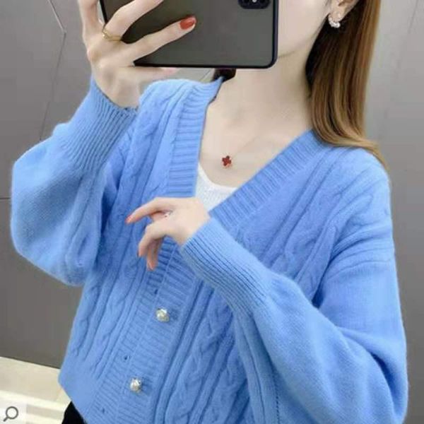 

women's knits & tees spring and autumn knitting cardigan loose street style sweater coat cute  fits all wo, White