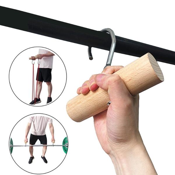 

accessories 1 pair heavy duty pull up training grips wooden bar gym handles for cable machine deadlift weight lifting resistance band