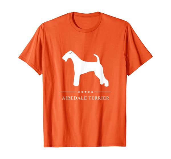 

airedale terrier: white silhouette t-shirt, White;black