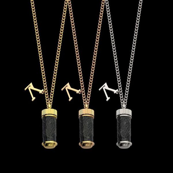

wholesale titanium steel v leather perfume bottle pendant necklace couple foreign trade long necklace, Golden;silver