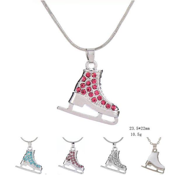 

pendant necklaces 5 pcs skate figure skating skater necklace jewelry shoe design with stones, Silver