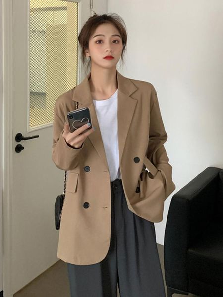 

women's suits & blazers spring and autumn 2021 style korean casual temperament small suit jacket female fashion loose british blouse tr, White;black