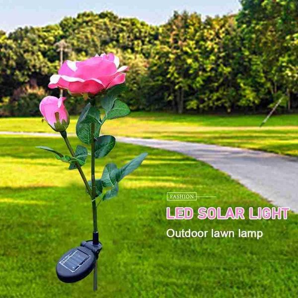 

2 heads solar rose flower light simulation flower outdoor garden decoration lamp lawn lamp
