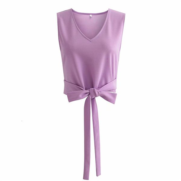 

women's tanks & camis casual woman purple slim v neck lacing vest 2021 summer fashion ladies sleeveless bow female sweet beac, White
