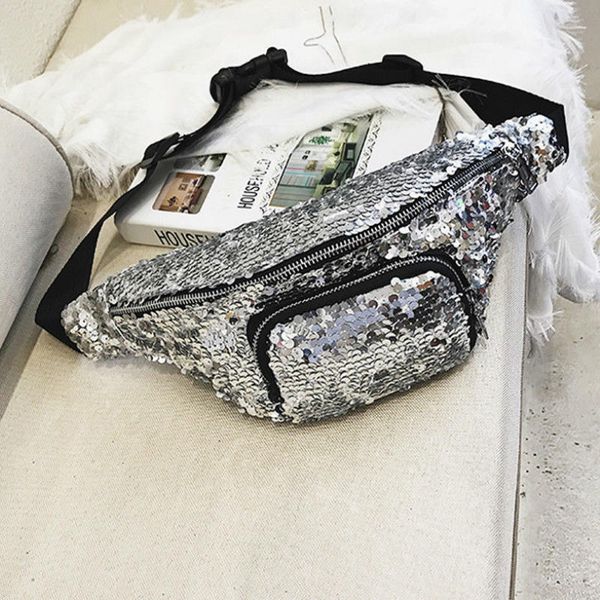 

women girls sequins glitter waist bum bag fanny pack fashion cool waist pack