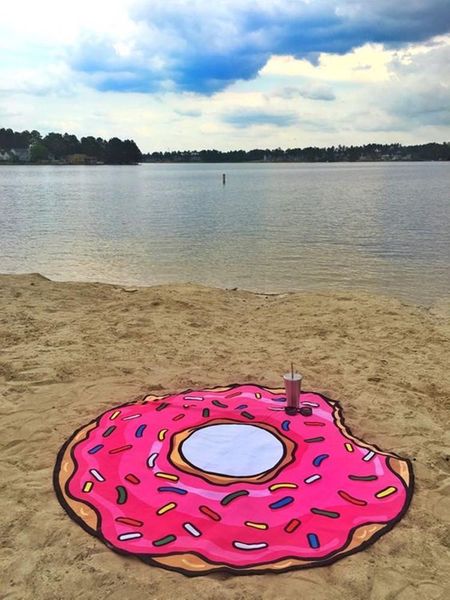 Sommer Obst Beach Handtuch Pizza Burger Schädel Eis Erdbeer Runde Strand Badetuch Kissen Floor Matte Badeanzug WPELT TEIL SHALL RRF8340