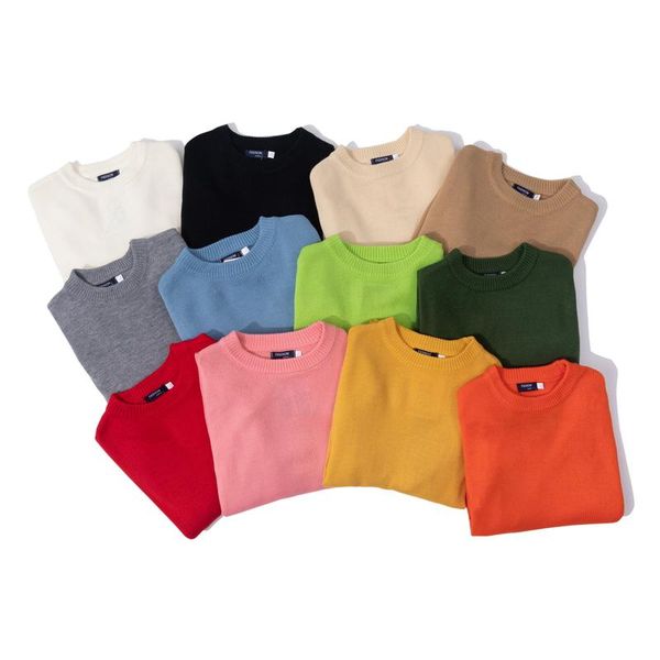 

men's sweaters 2021 autumn winter solid color sweater 12-color men and women's fashion all-match round neck pullover knitwear, White;black