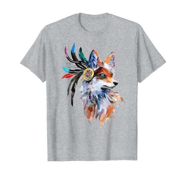 

low poly geometric red foxes t-shirt i native indian art, White;black
