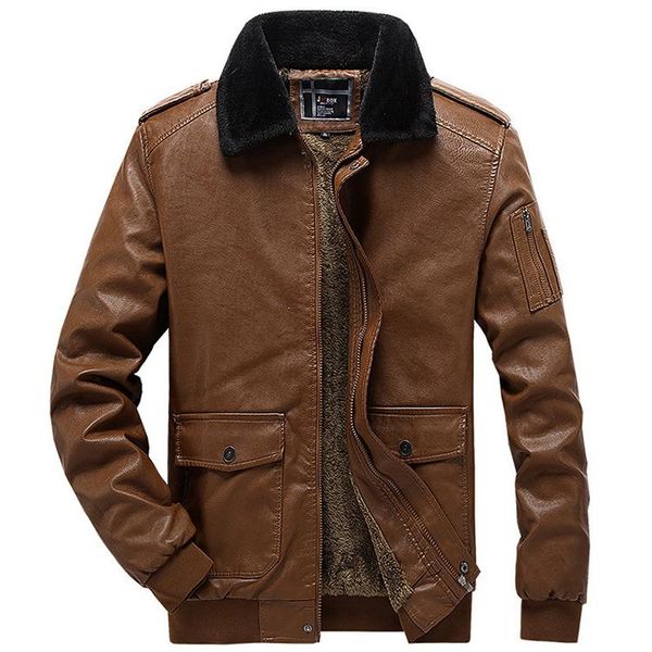 

men's fur & faux thick lapel pu leather coat zipper lamb cashmere jacket thickened winter warm s-2xl, Black