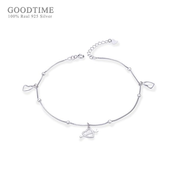 

women 925 sterling silver fresh love heart piercing beaded anklet jewelry foot accessories gift for girl dress up, Red;blue