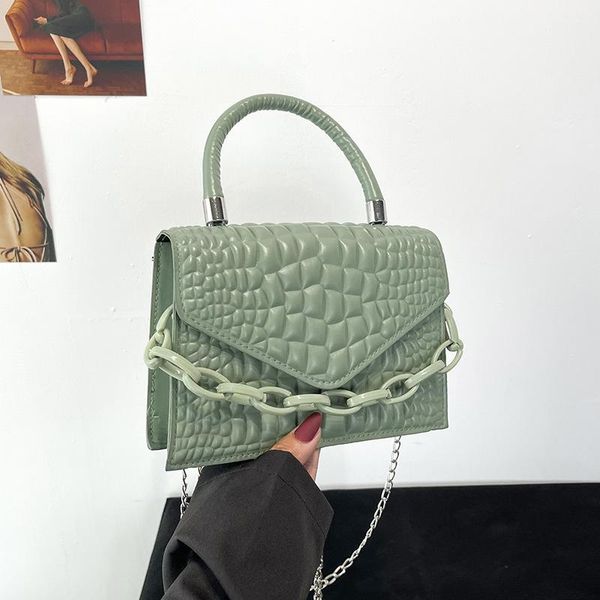 

evening bags 2021 tote vip bag fake designer handbags green luxe shoulder mini pu leather retro stone pattern woman purse