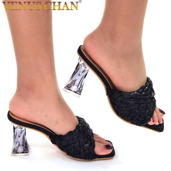 

dress shoes latest design african women party shoe decorated with rhinestone plus size heel slip on wedding pumps low heels, Black