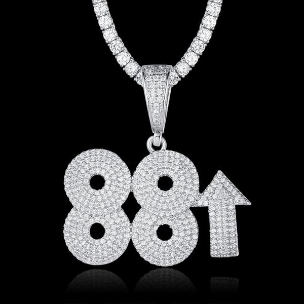

pendant necklaces 100% micro zircon hip hop bling 88 arrow necklace for men jewelry tennis chain wholesale gift, Silver