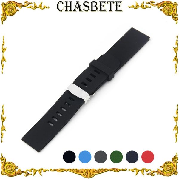 

watch bands 18mm 20mm 22mm silicone rubber band for quick release resin strap wrist loop belt bracelet black blue red green, Black;brown
