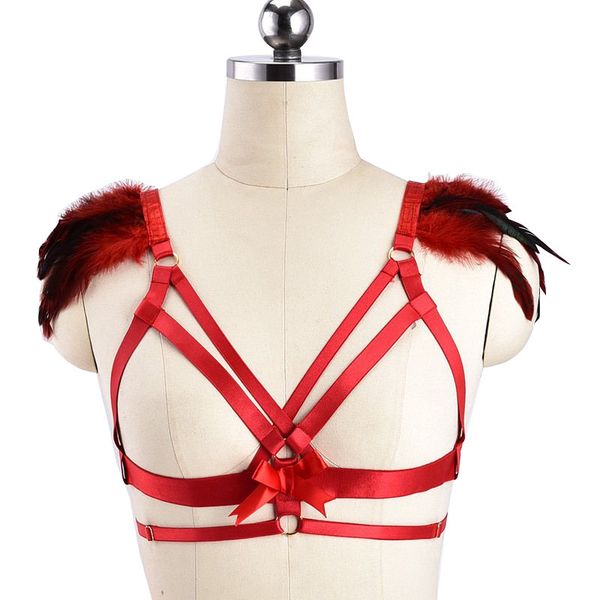 

harness feather uniform shoulder strap dew milk temptation underwear, Black;white