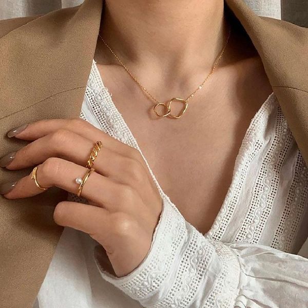 

pendant necklaces vintage gold irregular circle necklace for women fashion round pearl moon heart 2021 trend jewelry gifts, Silver