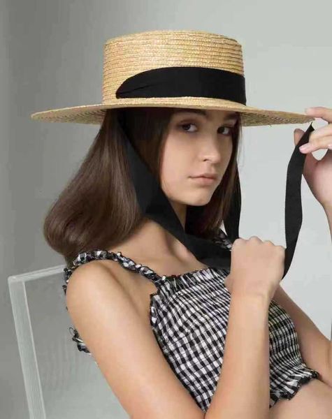 

2021 new womens' panama sun boater handwoven straw hat for summer 0054, Blue;gray