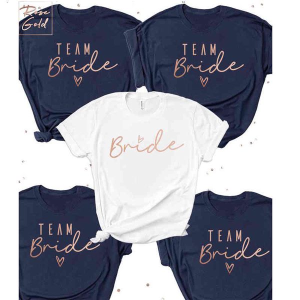 

women's t-shirt bride's bachelorette t-shirt, navy-style cotton t-shirt for wedding party, bridal team and cgsj, White
