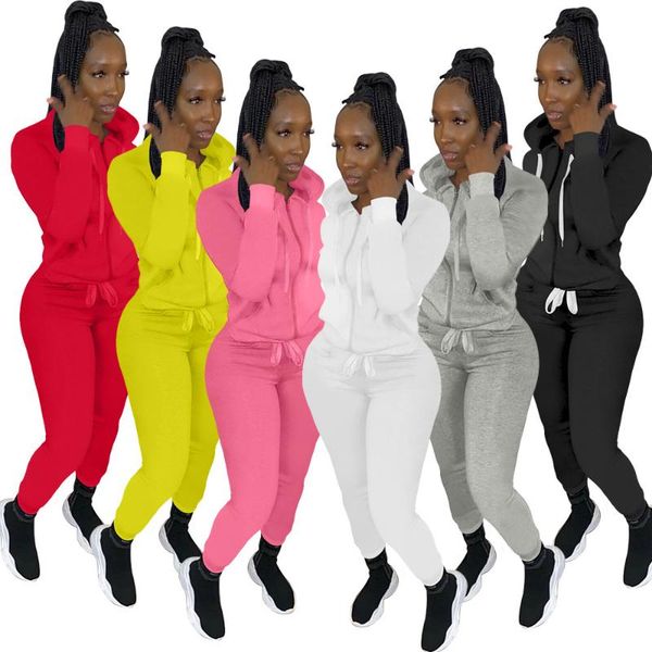 

women's two piece pants autumn women tracksuit set, White