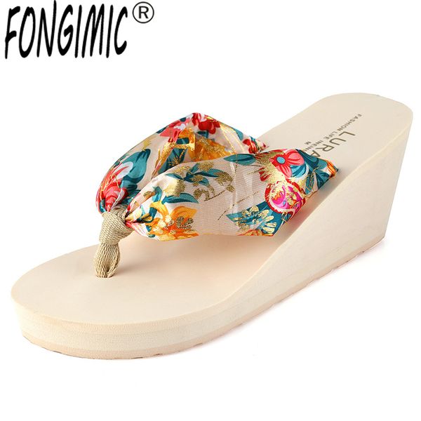 

5 cm high heel women's handmade slippers for women summer flip flops female indoor bohemia beach sandal slipper home, Black