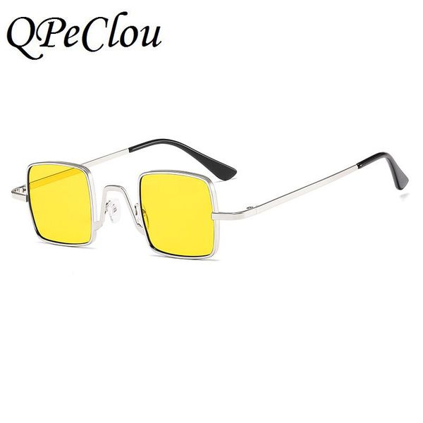 

sunglasses qpeclou 2021 fashion small square color brand designer vintage metal sun glasses men punk oculos shades mirrors, White;black