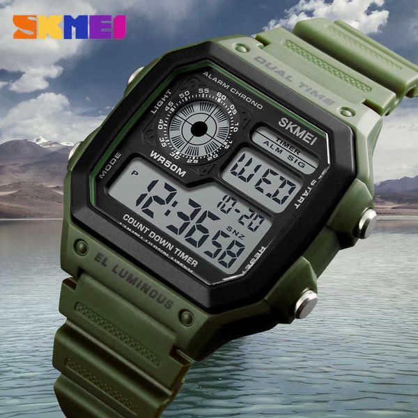 lmjli - skmei moda ao ar livre esporte relógio homens pu pulseira multifuncional relógios à prova d 'água alarmar masculino relógio digital reloj hombre 1299 relógio esporte