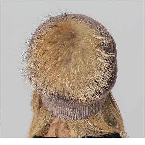 

dankeyisi real fur hat winter big raccoon pom pom hat women warm thick stretchy wool knitted fur pompom skullies beanie jllccc