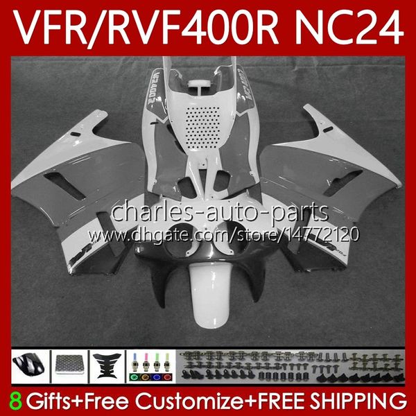 Белые серые обтекивающие комплект для Honda RVF VFR 400 VFR400 R 400RR 87-88 Body 78NO.137 VFR400R RVFF400R NC24 V400R RVF400 R 1987 1988 VFR 400R VFR400RR 87 88 Motorcycle Code