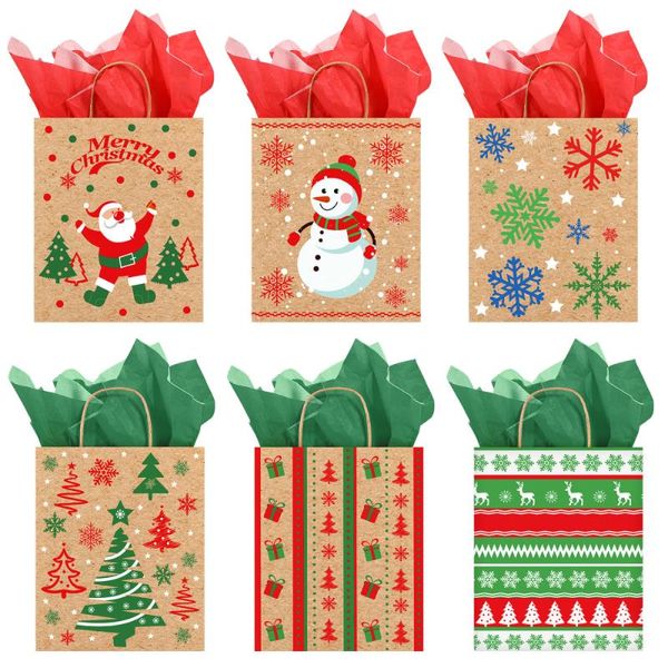 

gift wrap stobok 24pcs christmas bags treat wrapping candy favor goodies with 30 sheets of tissue