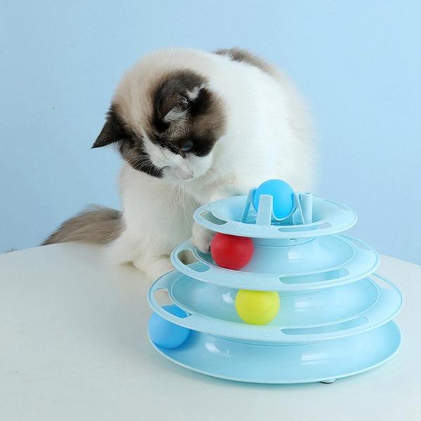 

cat toys three levels led pet toy tower tracks disc intelligence amusement triple pay ball training plate