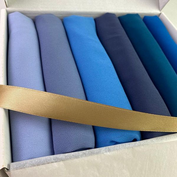 

scarves women solid color hijabs shawls headband navy blue with gift box headscarf foulard femme, Blue;gray