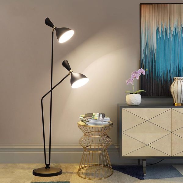 

nordic metal double head floor lamp living room dining room study standing light fixture led suspension lamps fa046