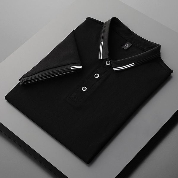 

lapel t- collar. middle aged solid t- paul polo shirt men's wear, White;black