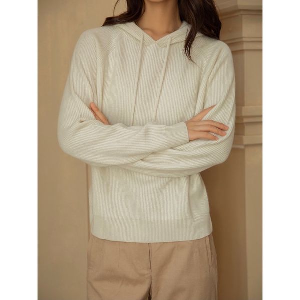 

2021 new women wool knit loose pullover sweater base hoodie 9jsn, White;black