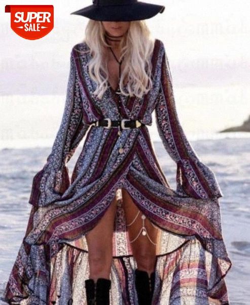 

women summer boho long dress floral evening co cktail party beach loose sundress #qi5h, Black;gray