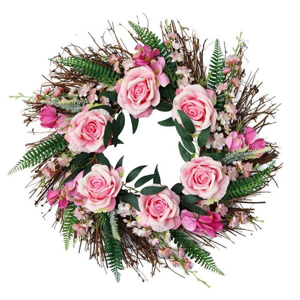 

decorative flowers & wreaths artificial rose flower wreath, door wreath for home party indoor outdoor window wall wedding decoration