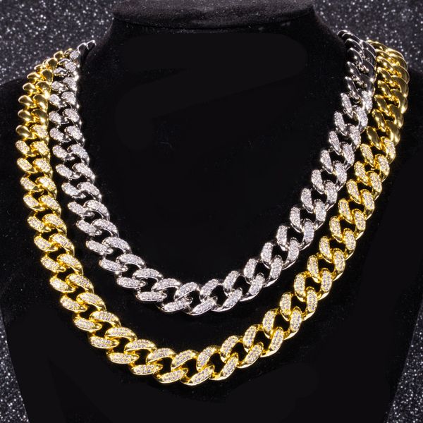 

male / female hip hop hiphop miami 12mm cuban necklace copper micro diamond zircon necklace, Silver
