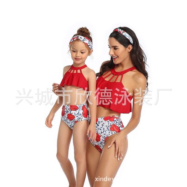

child parent swimsuit printed summer 2020 new wear, White;black