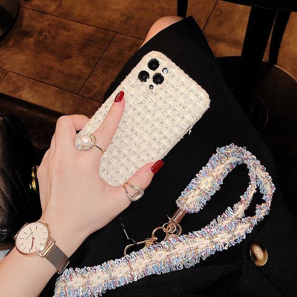 

card holders iphone11promax mobile phone case hanging neck 7/8plus is suitable for autumn and winter fashion women sxmax, Brown;gray