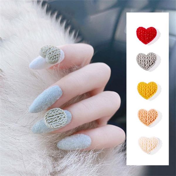 

nail art decorations 20pcs 3d heart round ornaments acrylic engraved sweater charm japanese diy manicure accessories, Silver;gold