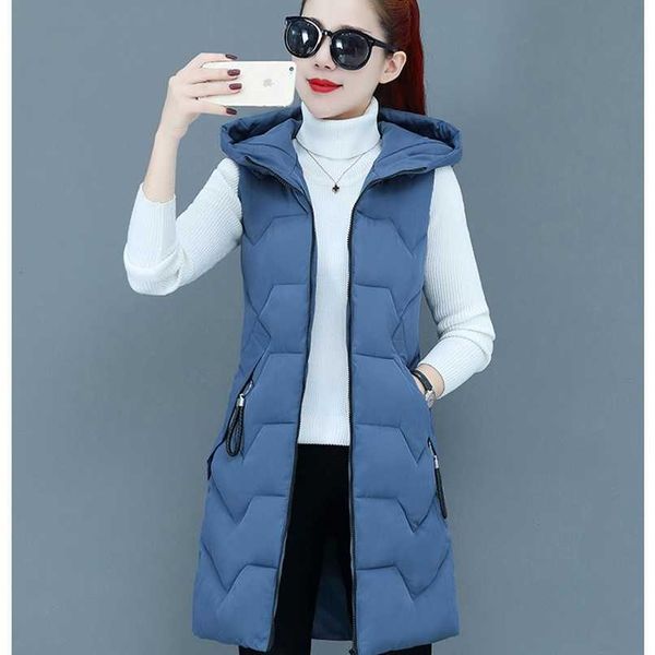 

cotton vest women black mid-length korean fashion casual winter vest jacket streetwear slim vests h471 211123, Black;white