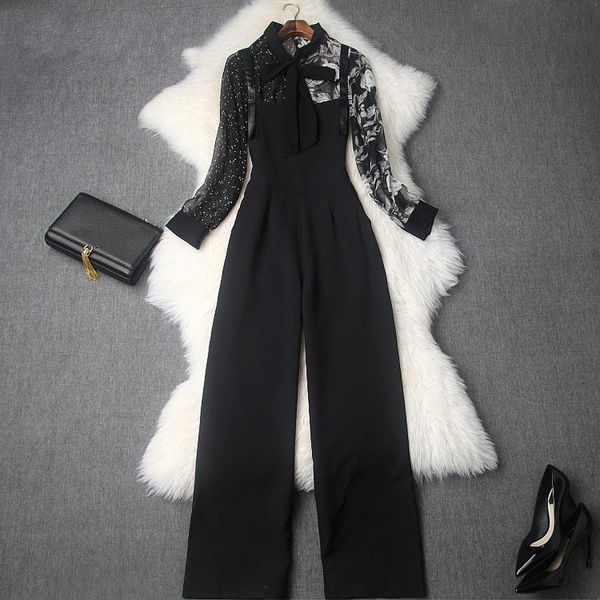 

office cocktail party two-piece suits overalls pants sets women runway designer elegant pant suit set, White