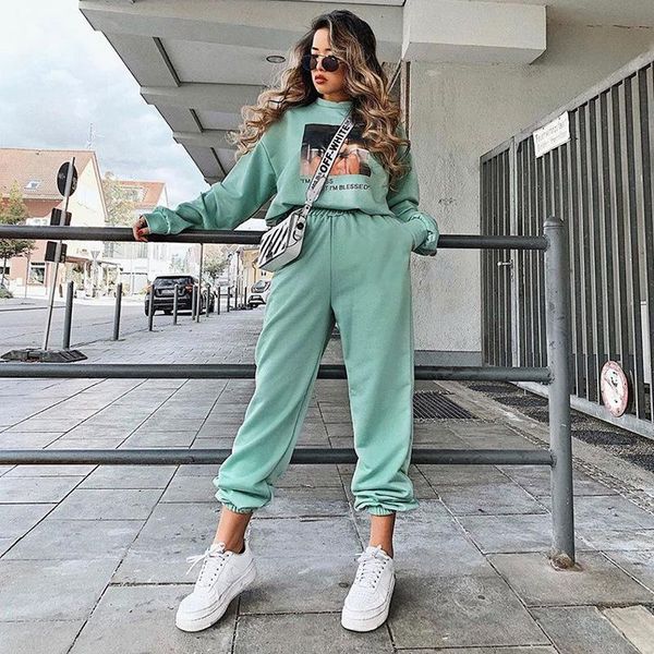 

women's pants & capris women casual style fall winter solid color high waist jogger long female loose sweatpants fashion streetwear, Black;white