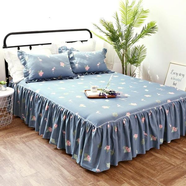 

bed skirt flamingos flower 3pcs cotton mattress cover petticoat twin full queen king s spread bedskirt ding 1.8m 1bl4