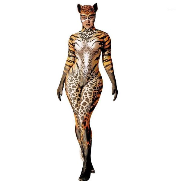 Halloween Katze Cosplay Kostüme Frauen Tier Rolle Oper Tanz Overall Nachtclub Stretch Party Strampler Bühne Leistung Body Damen Jum