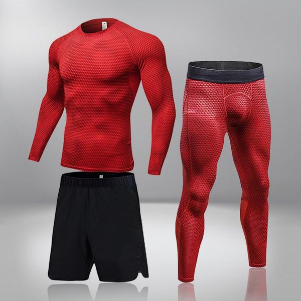 

jogging clothing quick-drying thermal underwear men's long section suit compression sweat-absorbent, Black;red