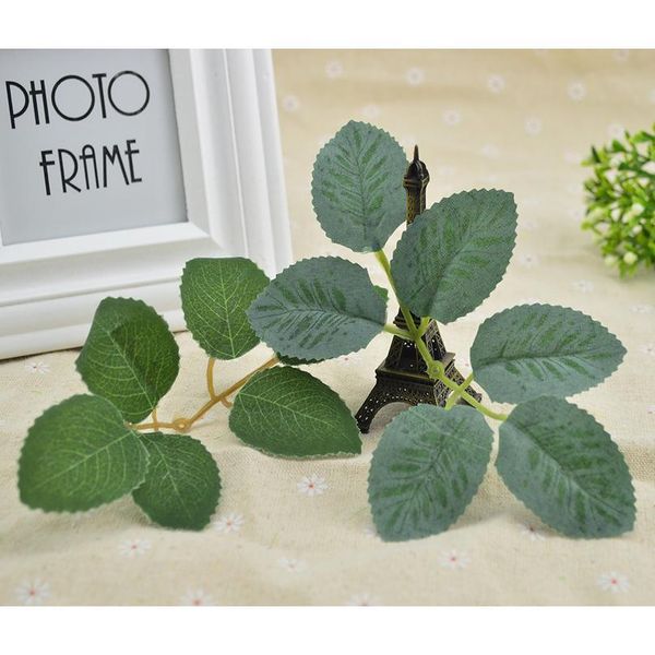 

10pcs silk green leaf fake plastic roses leaves christmas wreath decoration for home wedding diy gifts artificial flowe qyljol
