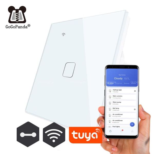 

smart home control eu standard 1 way wifi touch switch app voice wall light controller automation waterproof tuya life