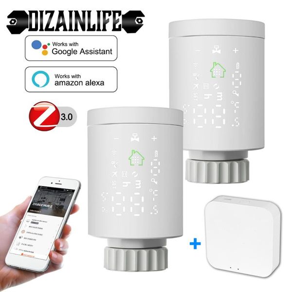 

smart home control 1/2/4/6pcs zigbee3.0 wifi thermostatic radiator valve actuator programmable temperature controller voice via alexa
