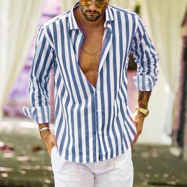 

2021 casual de algodo mangas longas, camisa masculina da listrada, corte slim, gola, para primavera e vero, y8g0, Black